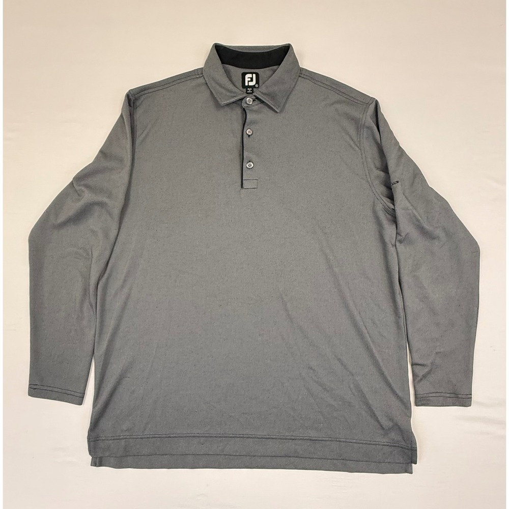 FootJoy Mens Grey Long Sleeve Polo Shirt Broken Top‎ Club Logo Size XL